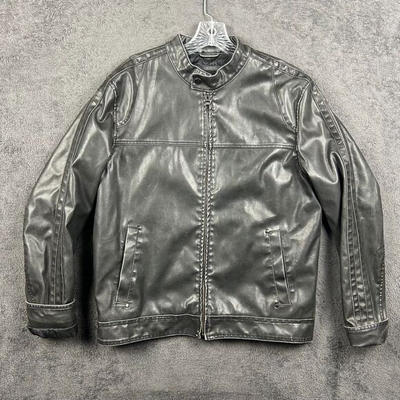 Be Ethic Men’s Black Faux Leather Jacket M Quilted Lining Vintage Moto Biker - Picture 8 of 9